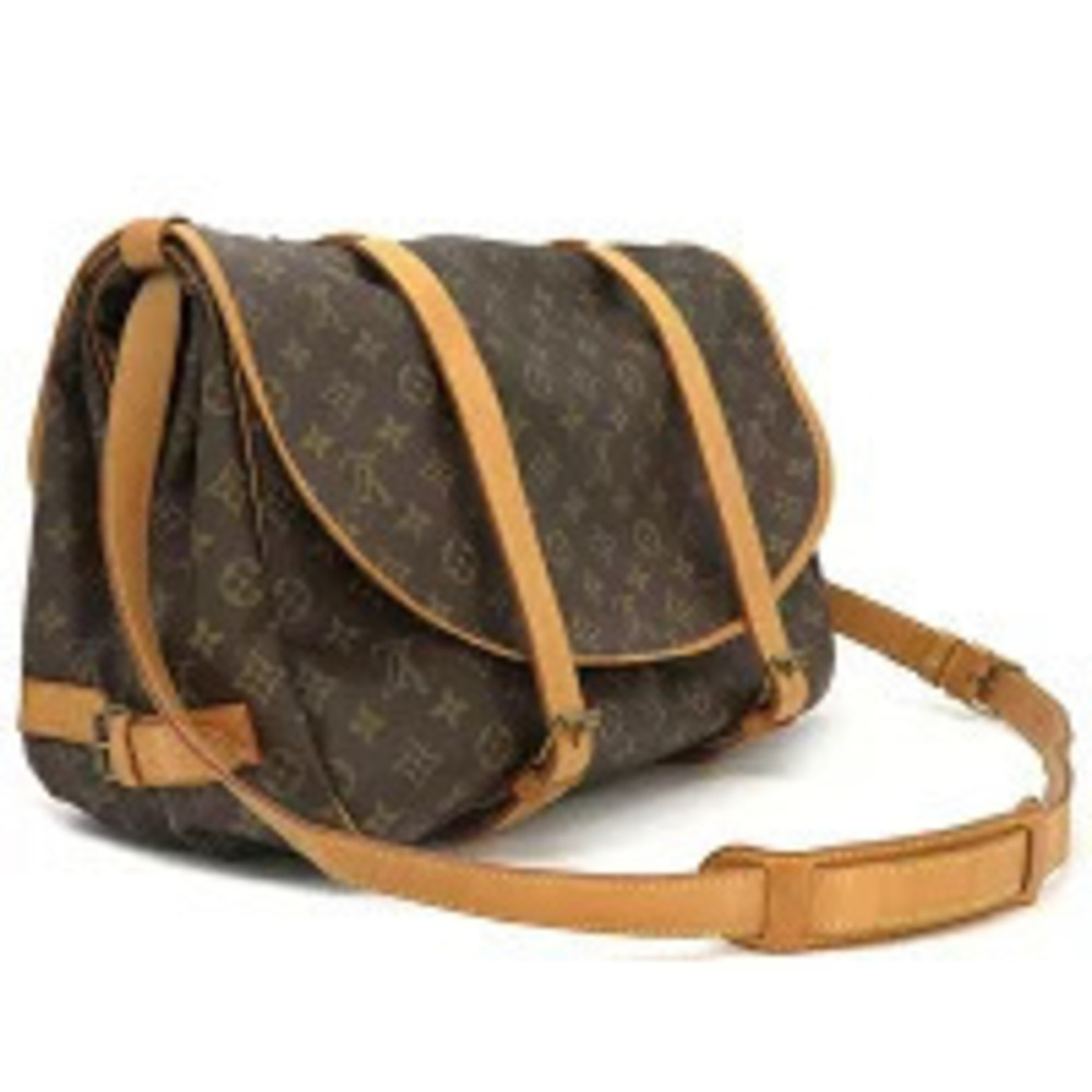 Louis Vuitton Monogram Bag Shoulder Brown Canvas Crossbody Saumur Brown